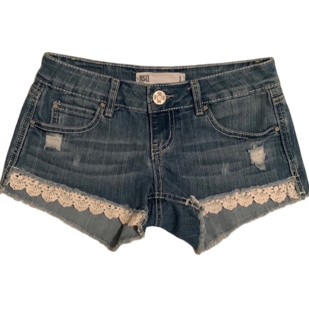 RSQ Cali Crochet Jean Shorts Size 1